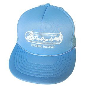 Vintage The Ozarks Branson Missouri Headmost Light Blue Snapback Trucker Hat Cap